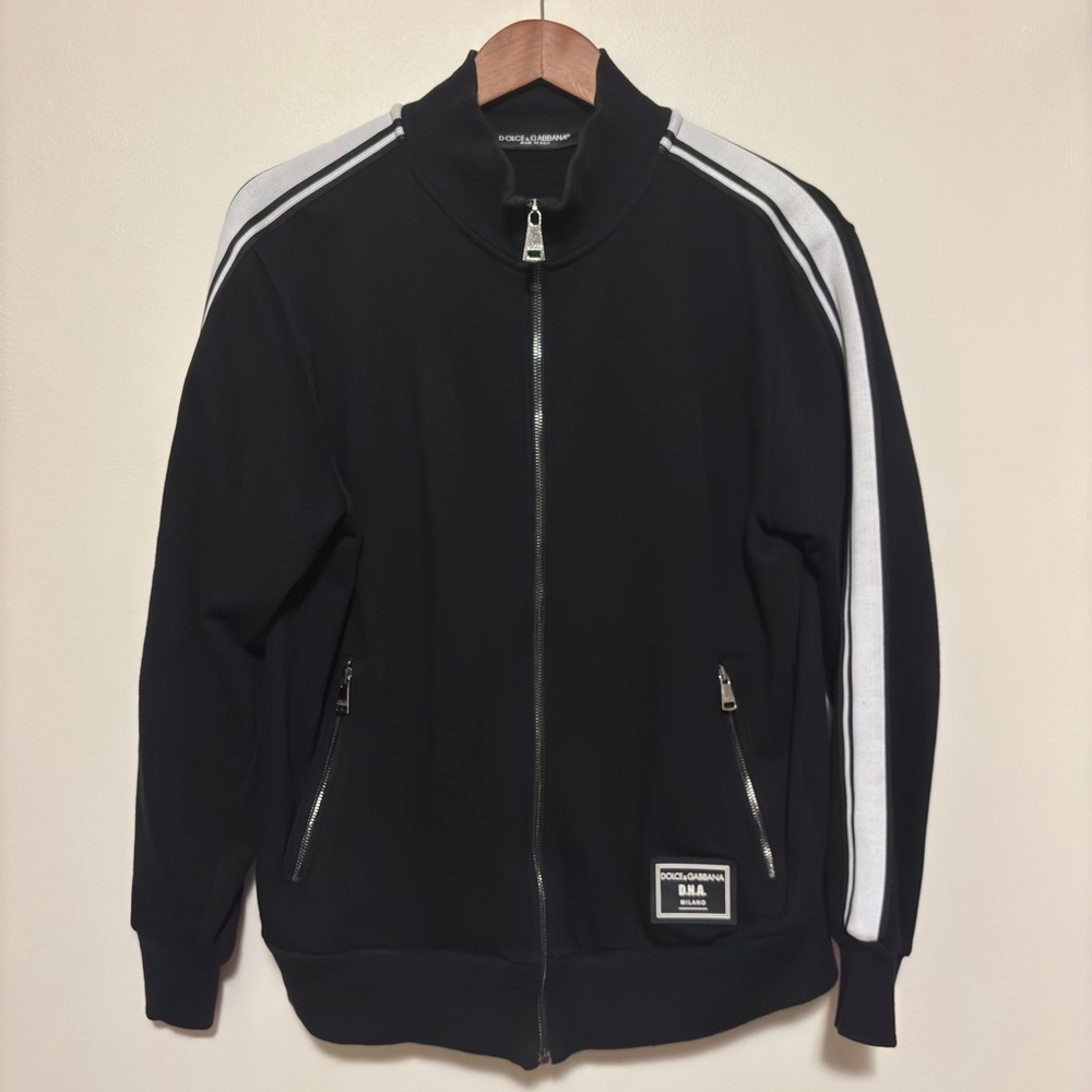 Dolce & Gabbana DNA Milano Track Jacket Black White Stripe Size 50